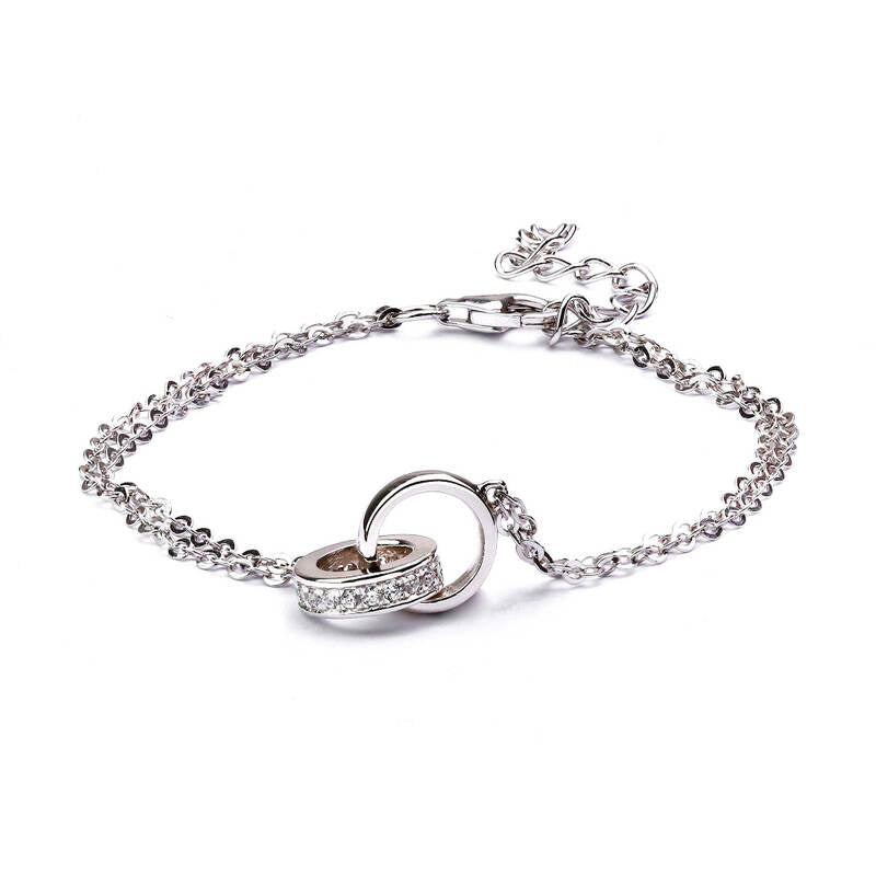 MILLENNE Made For The Night Forever Linked Cubic Zirconia White Gold Bracelet with 925 Sterling Silver