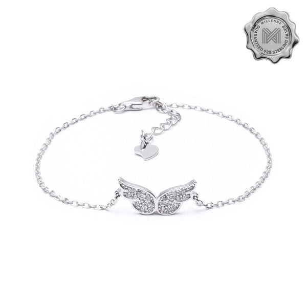 MILLENNE Millennia 2000 Studded Butterfly Filgree in Cubic Zirconia White Gold Bracelet with 925 Sterling Silver