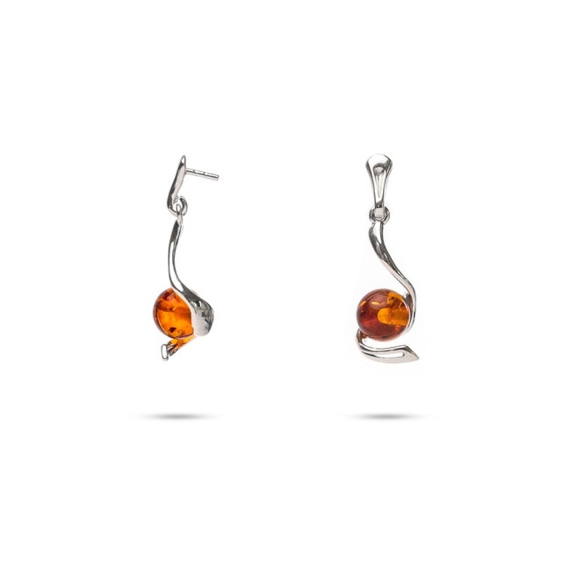 MILLENNE Multifaceted Baltic Amber Goblet Silver Drop Earrings with 925 Sterling Silver