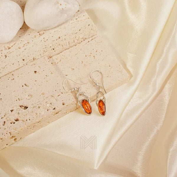 MILLENNE Multifaceted Baltic Amber Delicate Bead Silver Hook Earrings with 925 Sterling Silver