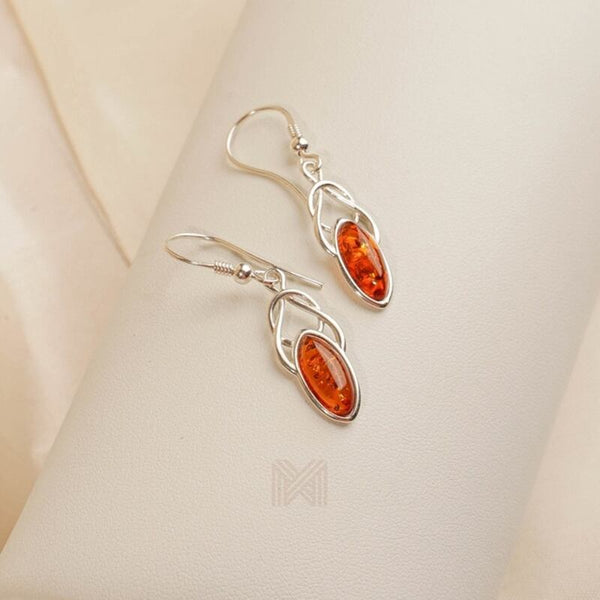 MILLENNE Multifaceted Baltic Amber Delicate Bead Silver Hook Earrings with 925 Sterling Silver