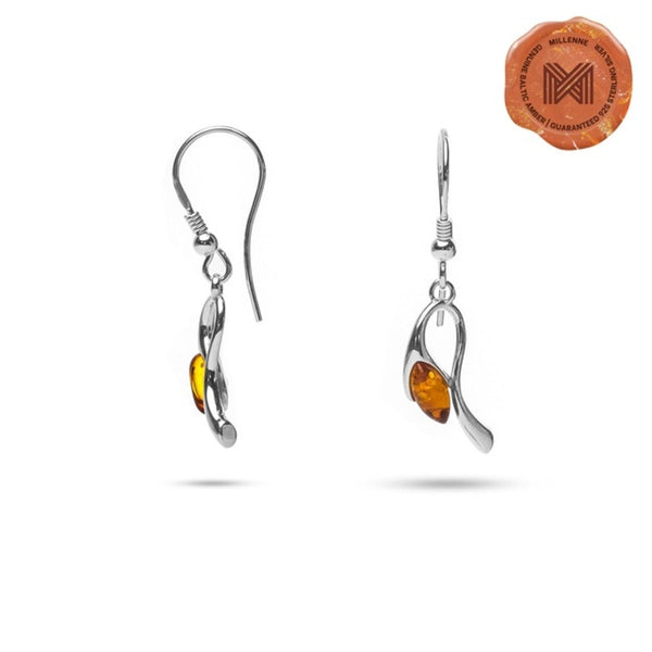 MILLENNE Multifaceted Baltic Amber Rosebud Silver Earrings with 925 Sterling Silver