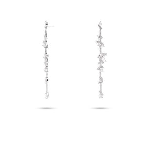 MILLENNE Made For The Night Scattered Diamond Cubic Zirconia Rhodium Drop Earrings with 925 Sterling Silver