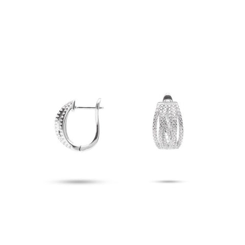 MILLENNE Made For The Night Statement Cubic Zirconia Rhodium Hoop Earrings with 925 Sterling Silver