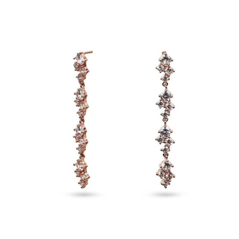 MILLENNE Made For The Night Diamond Triads Cubic Zirconia Rose Gold Drop Earrings with 925 Sterling Silver