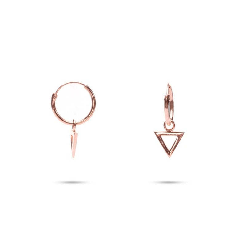 MILLENNE Minimal Figure Triangle Rose Gold Hoop Earrings with 925 Sterling Silver