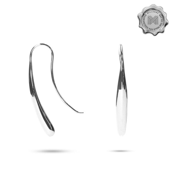 MILLENNE Minimal Eggplant Silver Threader Earrings with 925 Sterling Silver