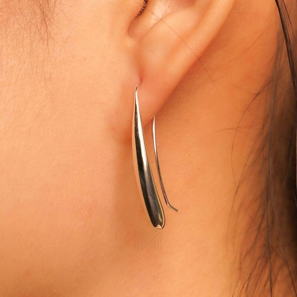 MILLENNE Minimal Eggplant Silver Threader Earrings with 925 Sterling Silver