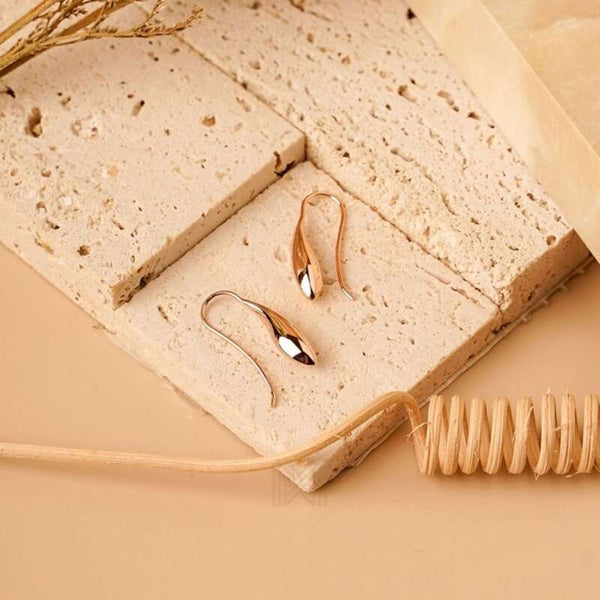 MILLENNE Minimal Long Thread Bud Rose Gold Threader Earrings with 925 Sterling Silver