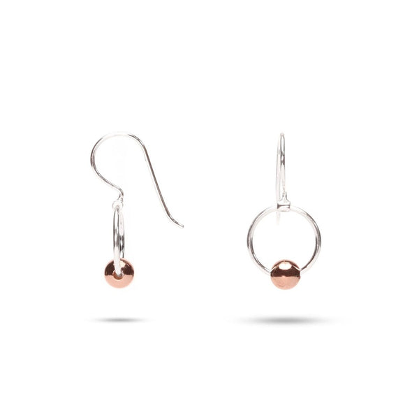 MILLENNE Minimal Ball Rose Gold Hook Earrings with 925 Sterling Silver