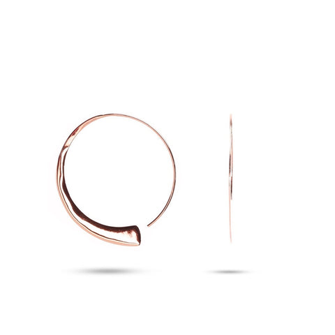 MILLENNE Minimal Stylish Curve Rose Gold Hoop Earrings with 925 Sterling Silver
