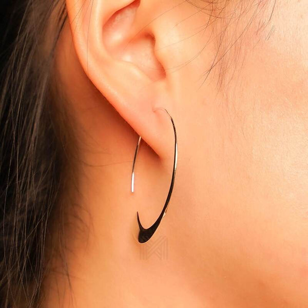 MILLENNE Minimal Stylish Curve Rose Gold Hoop Earrings with 925 Sterling Silver
