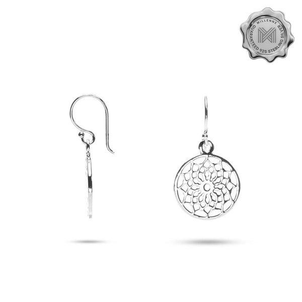 MILLENNE Millennia 2000 Floral Filigree Rose Gold Hook Earrings with 925 Sterling Silver
