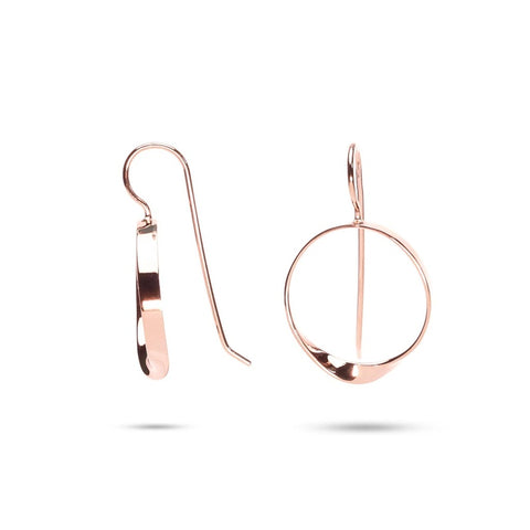 MILLENNE Minimal Circle Arched Rose Gold Hook Earrings with 925 Sterling Silver