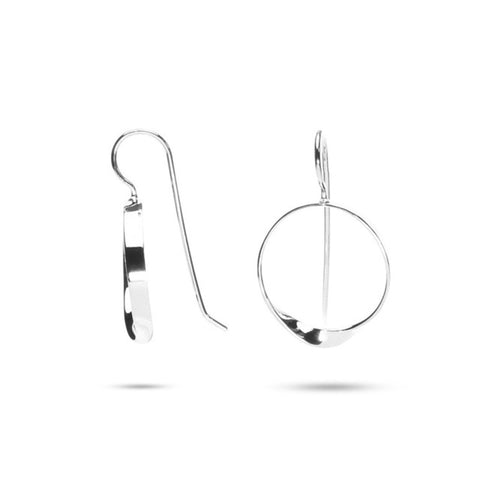 MILLENNE Minimal Circle Arched Silver Hook Earrings with 925 Sterling Silver