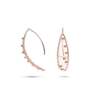 MILLENNE Millennia 2000 Handmade Interlace Beaded Drop Rose Gold Threader Earrings with 925 Sterling Silver