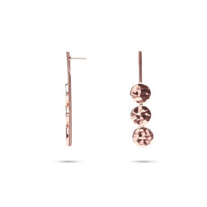 MILLENNE Minimal Hammered Discs Stud Rose Gold Drop Earrings with 925 Sterling Silver