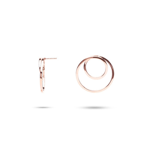 MILLENNE Minimal Double Circles Rose Gold Stud Earrings with 925 Sterling Silver
