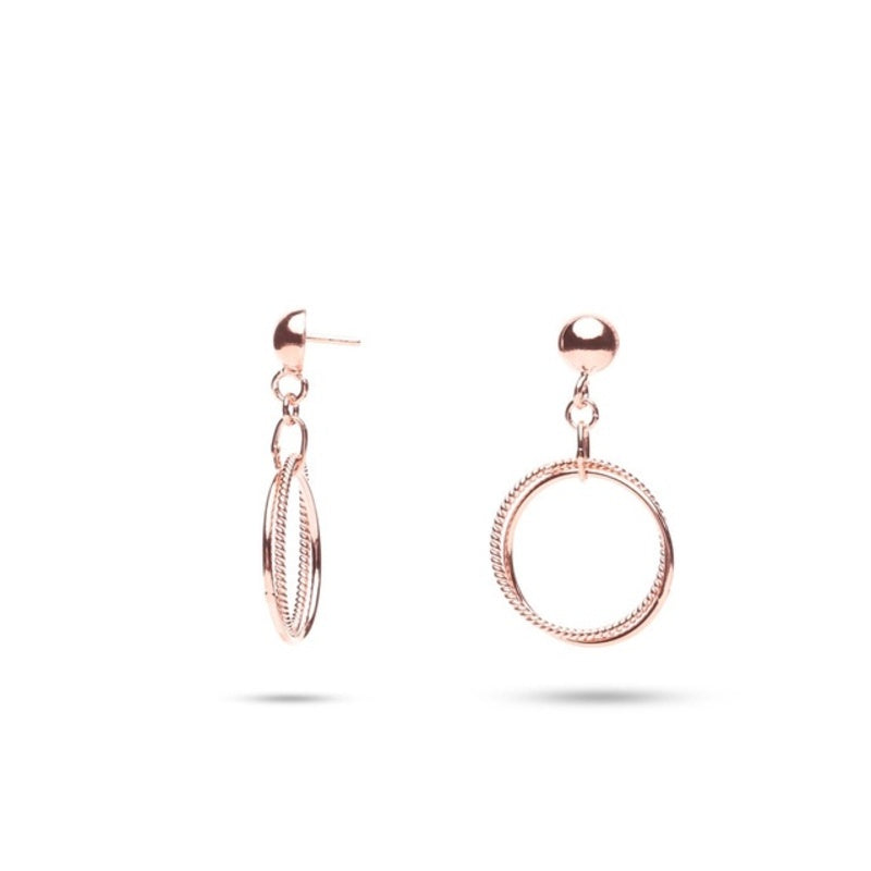 MILLENNE Minimal Twined Circles Rose Gold Drop Earrings with 925 Sterling Silver