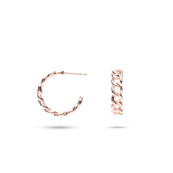 MILLENNE Millennia 2000 Rolo Cord Stud Rose Gold Hoop Earrings with 925 Sterling Silver