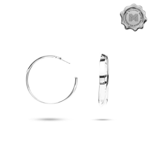 MILLENNE Minimal Criss Cross Stud Silver Hoop Earrings with 925 Sterling Silver