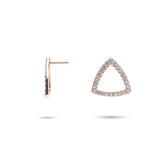 MILLENNE Minimal Sparkling Triangle Cubic Zirconia Rose Gold Stud Earrings with 925 Sterling Silver