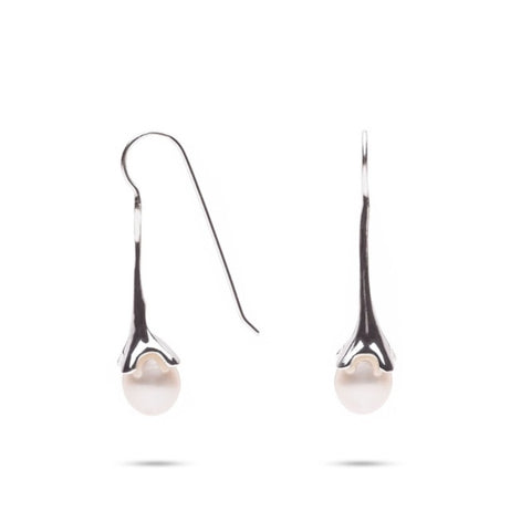 MILLENNE Made For The Night Freshwater Pearls Elegant Hook Silver Threader Earrings with 925 Sterling Silver