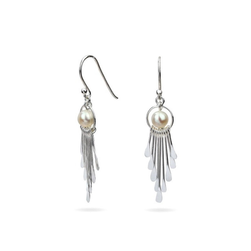 MILLENNE Millennia 2000 Freshwater Pearls Silver Hook Silver Dangle Earrings with 925 Sterling Silver