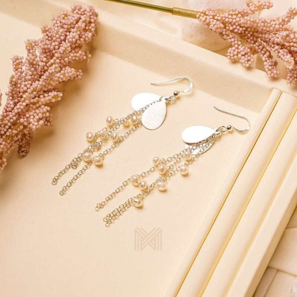 MILLENNE Millennia 2000 Freshwater Pearls Earrings Beaded Silver Dangle Earrings with 925 Sterling Silver