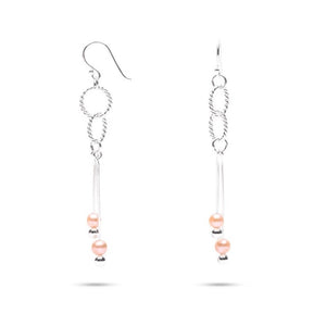 MILLENNE Millennia 2000 Freshwater Pearls Links Hook and Beaded Silver Dangle Earrings with 925 Sterling Silver