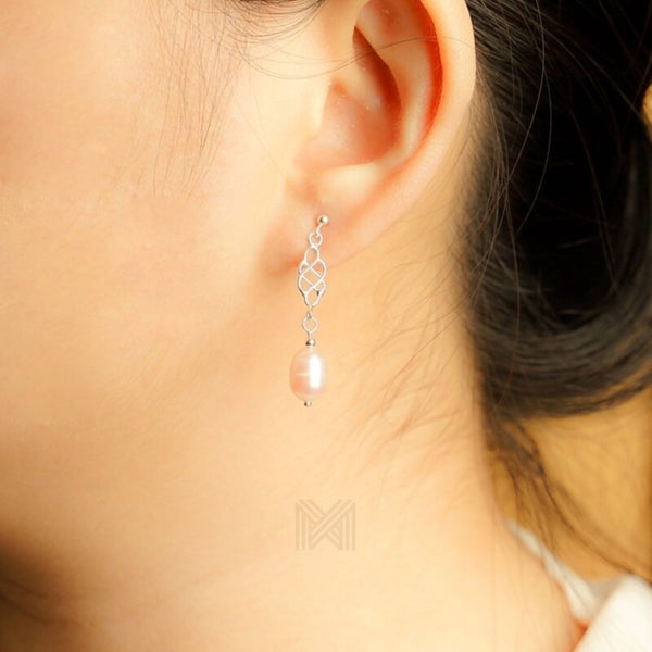MILLENNE Millennia 2000 Freshwater Pearls Beaded Silver Drop Earrings with 925 Sterling Silver