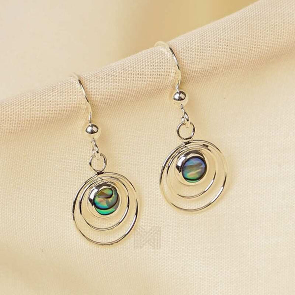 MILLENNE Millennia 2000 Abalone Shell Concentric Silver Hook Earrings with 925 Sterling Silver