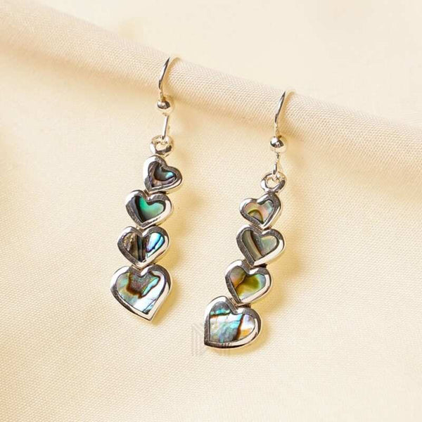 MILLENNE Millennia 2000 Abalone Shell Love Silver Dangle Earrings with 925 Sterling Silver