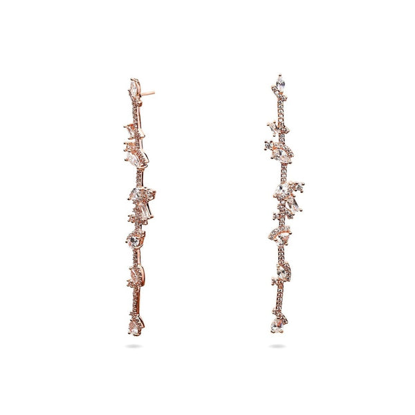 MILLENNE Made For The Night Scattered Diamond Cubic Zirconia Rose Gold Drop Earrings with 925 Sterling Silver