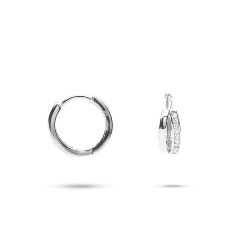 MILLENNE Made For The Night Double Lined Cubic Zirconia Rhodium Hoop Earrings with 925 Sterling Silver