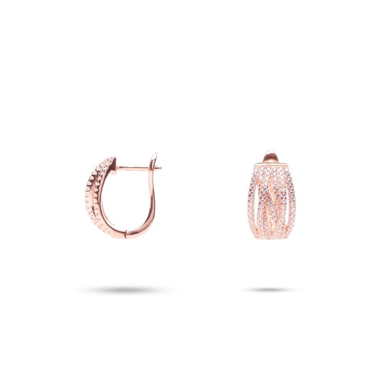 MILLENNE Made For The Night Statement Cubic Zirconia Rose Gold Hoop Earrings with 925 Sterling Silver