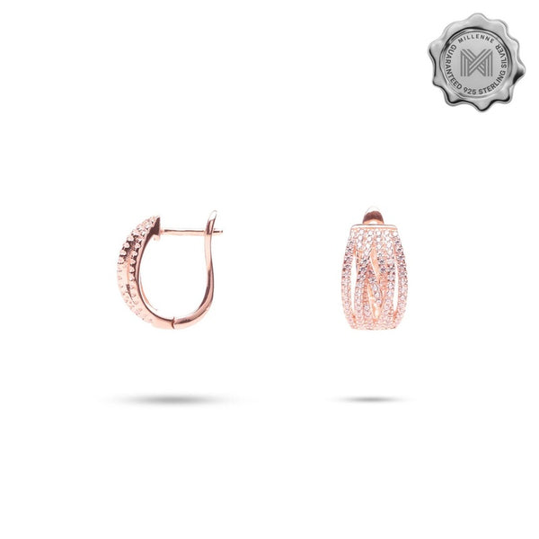 MILLENNE Made For The Night Statement Cubic Zirconia Rose Gold Hoop Earrings with 925 Sterling Silver