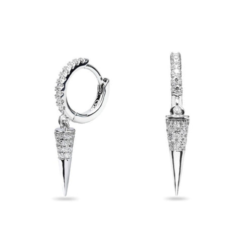 MILLENNE Made For The Night Spike Cubic Zirconia Silver Hoop Earrings with 925 Sterling Silver