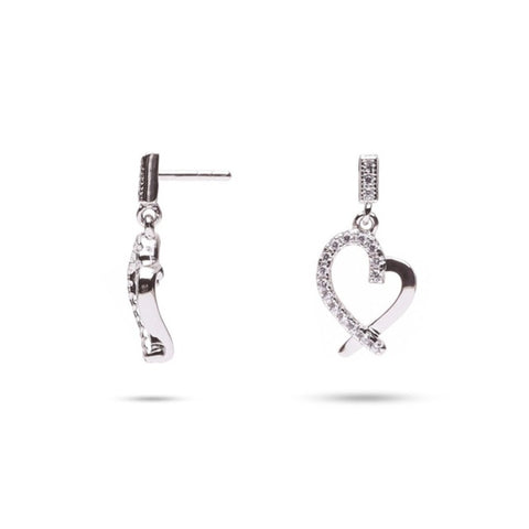 MILLENNE Made For The Night Heart Cubic Zirconia Silver Stud Earrings with 925 Sterling Silver