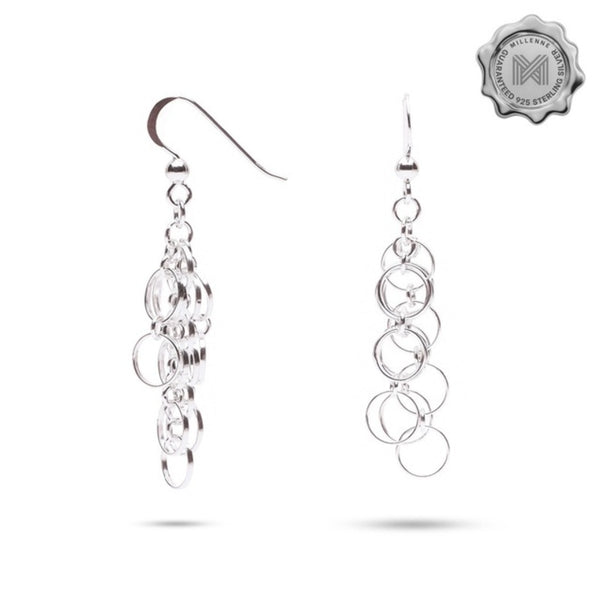 MILLENNE Millennia 2000 Entangled Hook Silver Dangle Earrings with 925 Sterling Silver