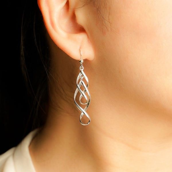 MILLENNE Millennia 2000 Swirl Hook Silver Dangle Earrings with 925 Sterling Silver