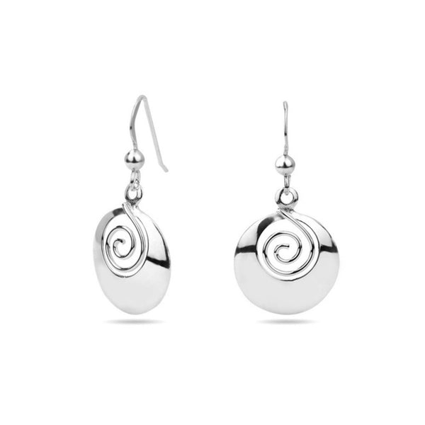 MILLENNE Millennia 2000 Spiraled Circle Silver Hook Earrings with 925 Sterling Silver