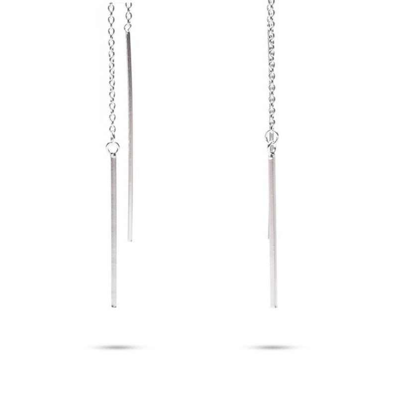 MILLENNE Minimal Dainty Thread Silver Threader Earrings with 925 Sterling Silver