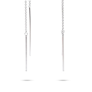 MILLENNE Minimal Dainty Thread Silver Threader Earrings with 925 Sterling Silver