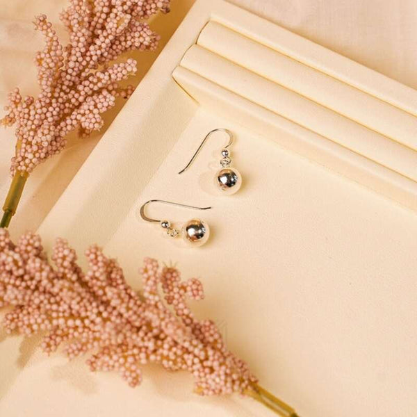 MILLENNE Minimal Ball Silver Hook Earrings with 925 Sterling Silver