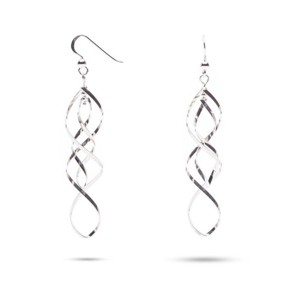 MILLENNE Millennia 2000 Swirl Infinity Hook Silver Dangle Earrings with 925 Sterling Silver