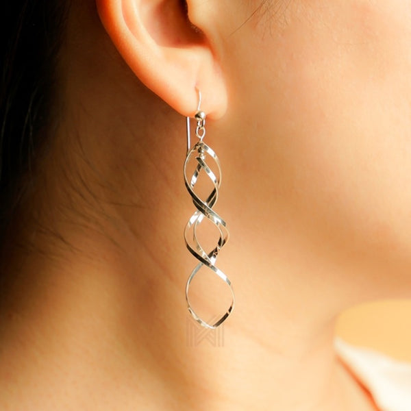 MILLENNE Millennia 2000 Swirl Infinity Hook Silver Dangle Earrings with 925 Sterling Silver
