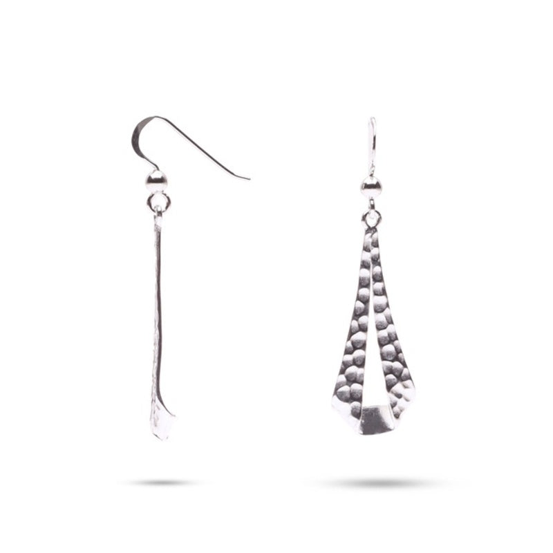 MILLENNE Millennia 2000 Hammered Hook Silver Threader Earrings with 925 Sterling Silver