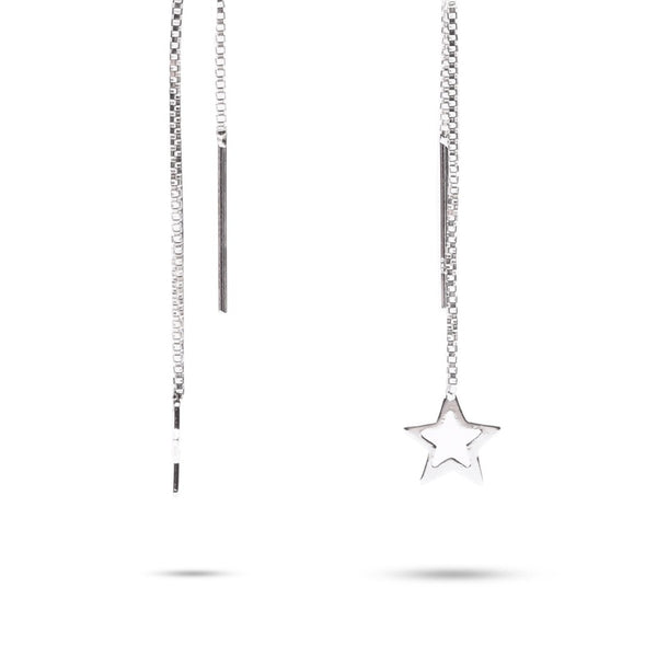 MILLENNE Match The Stars Large Star Silver Threader Earrings with 925 Sterling Silver