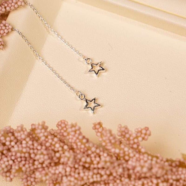 MILLENNE Match The Stars Small Star Silver Threader Earrings with 925 Sterling Silver